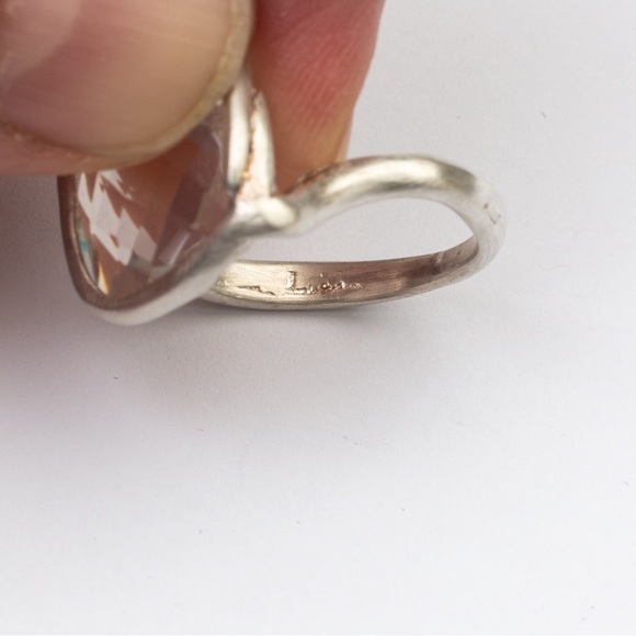 Vintage clear faceted stone silver ring & large stone unique eye catching 7.25 - Picture 16 of 16